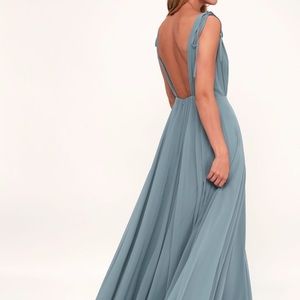 Lulu’s Slate Blue Backless Maxi Dress